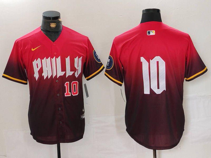 Men Philadelphia Phillies 10 No name Red City Edition 2024 Nike MLB Jersey style 5